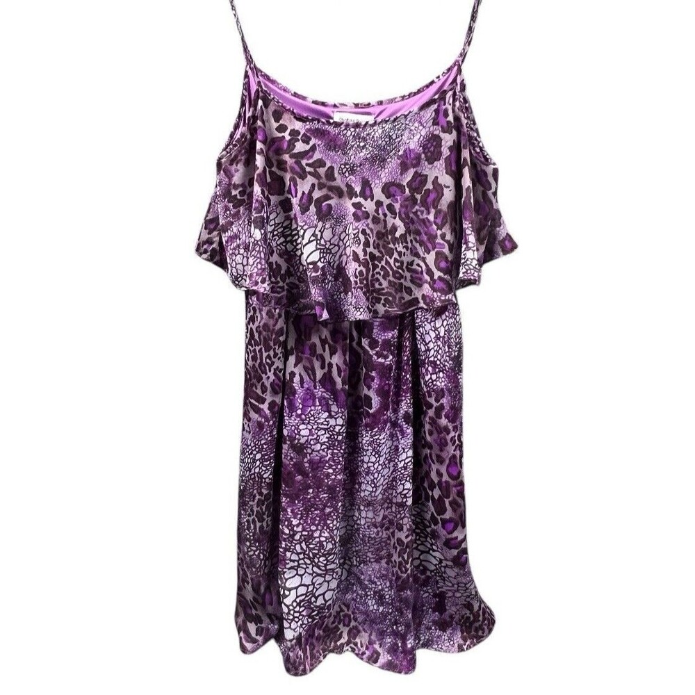 Shelby & Palmer Spaghetti‎ Strap Sundress Womens 12 Lined Purple Floral Beachy